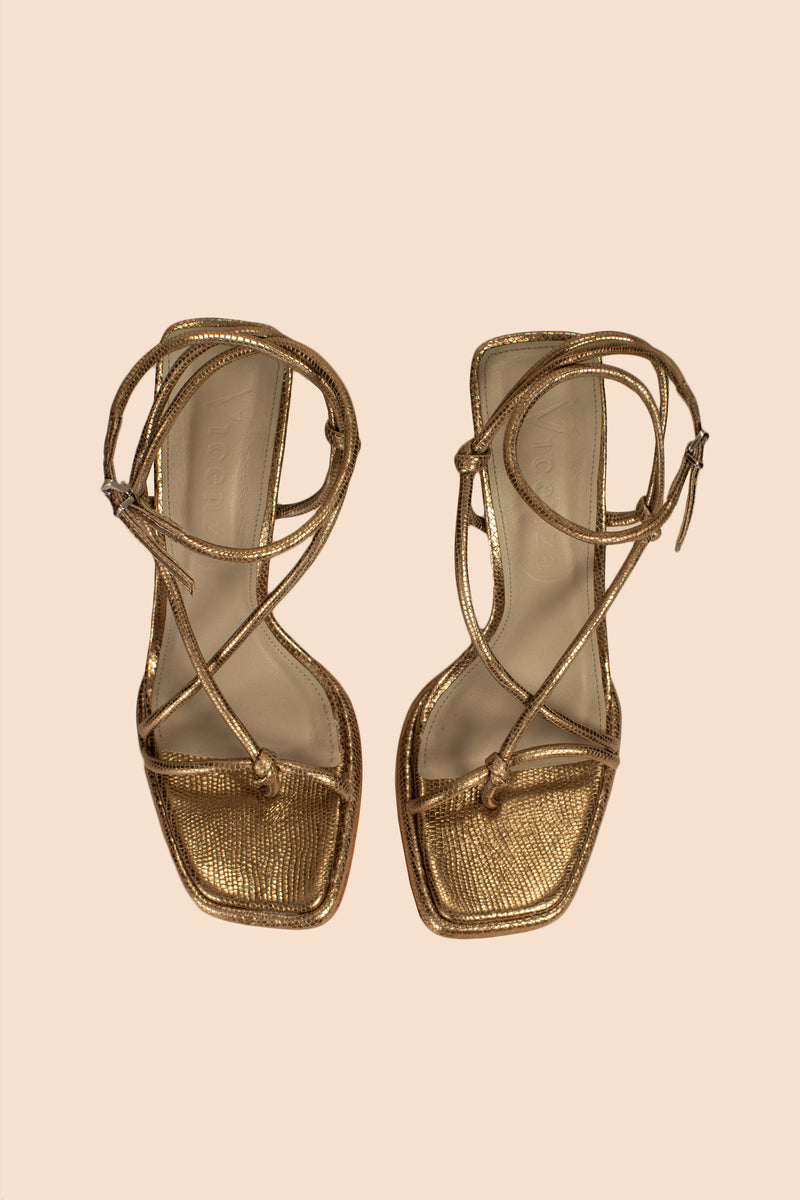 GIANE BRONZE GOLD STRAPPY OPEN TOE HEELED SANDAL in GOLD additional image 1