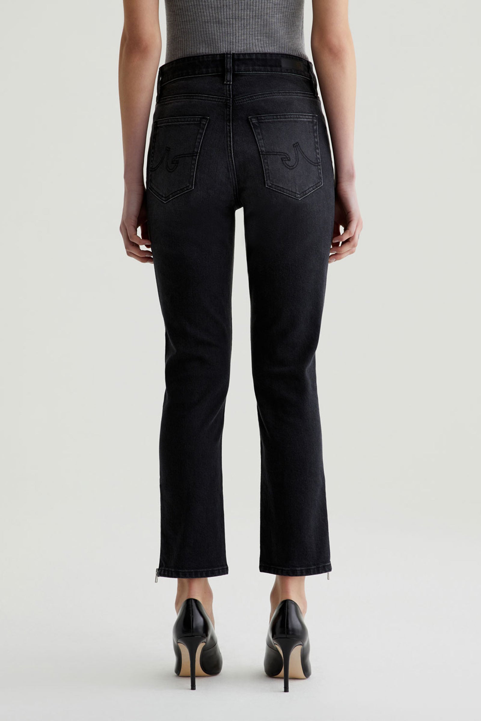 AG Mari Black Moto Crop Jean