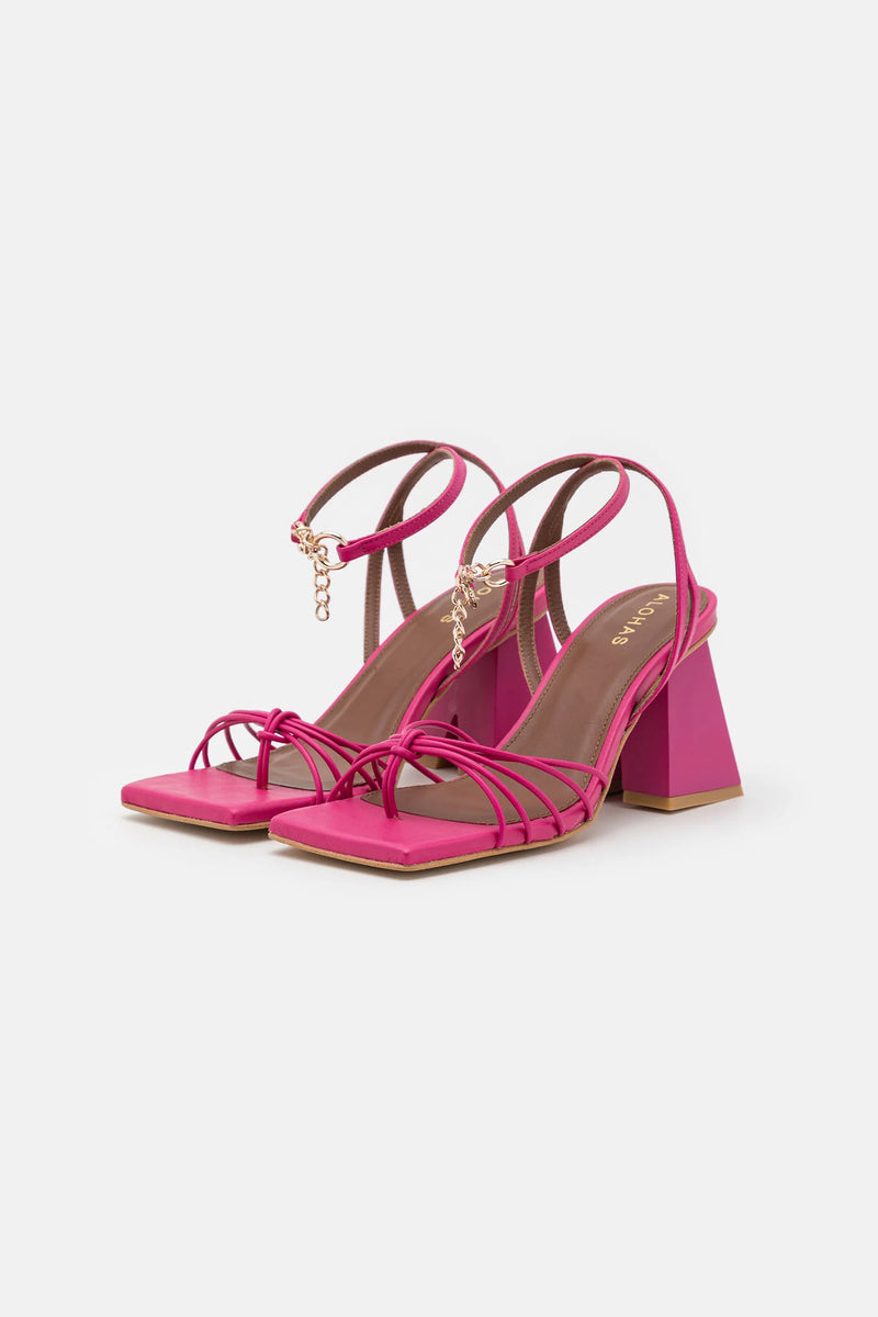 ALOHAS CACTUS PINK STRAPPY BLOCK HEEL SANDAL in MAGENTA PINK additional image 3
