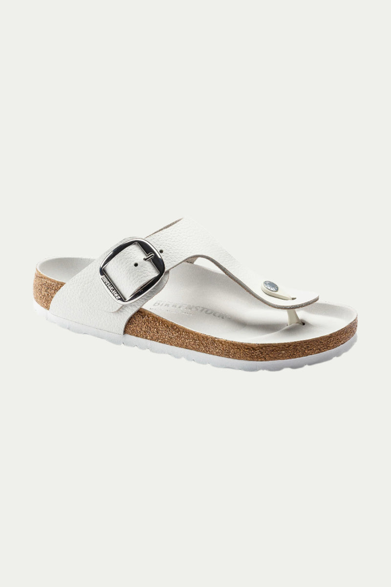 WOMEN'S GIZEH BIG BUCKLE WHITE LEATHER THONG SANDAL in WHITE