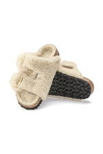 WOMEN'S ARIZONA TEDDY SHEARLING EGGSHELL BIG BUCKLE SANDAL in EGGSHELL additional image 2