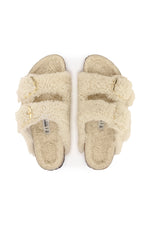 WOMEN'S ARIZONA TEDDY SHEARLING EGGSHELL BIG BUCKLE SANDAL in EGGSHELL additional image 1