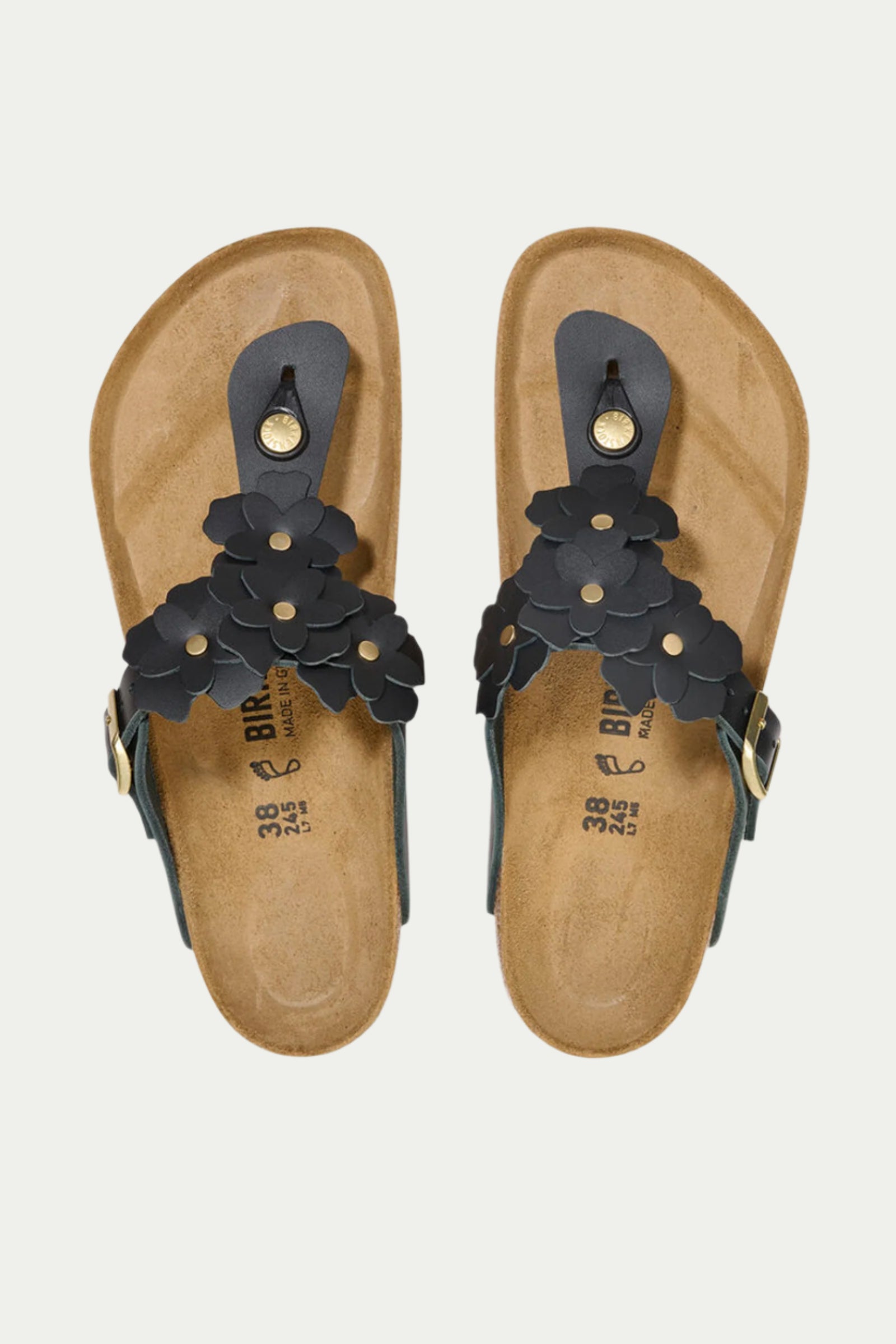 Women's Gizeh Flowers Leather Sandal - Black