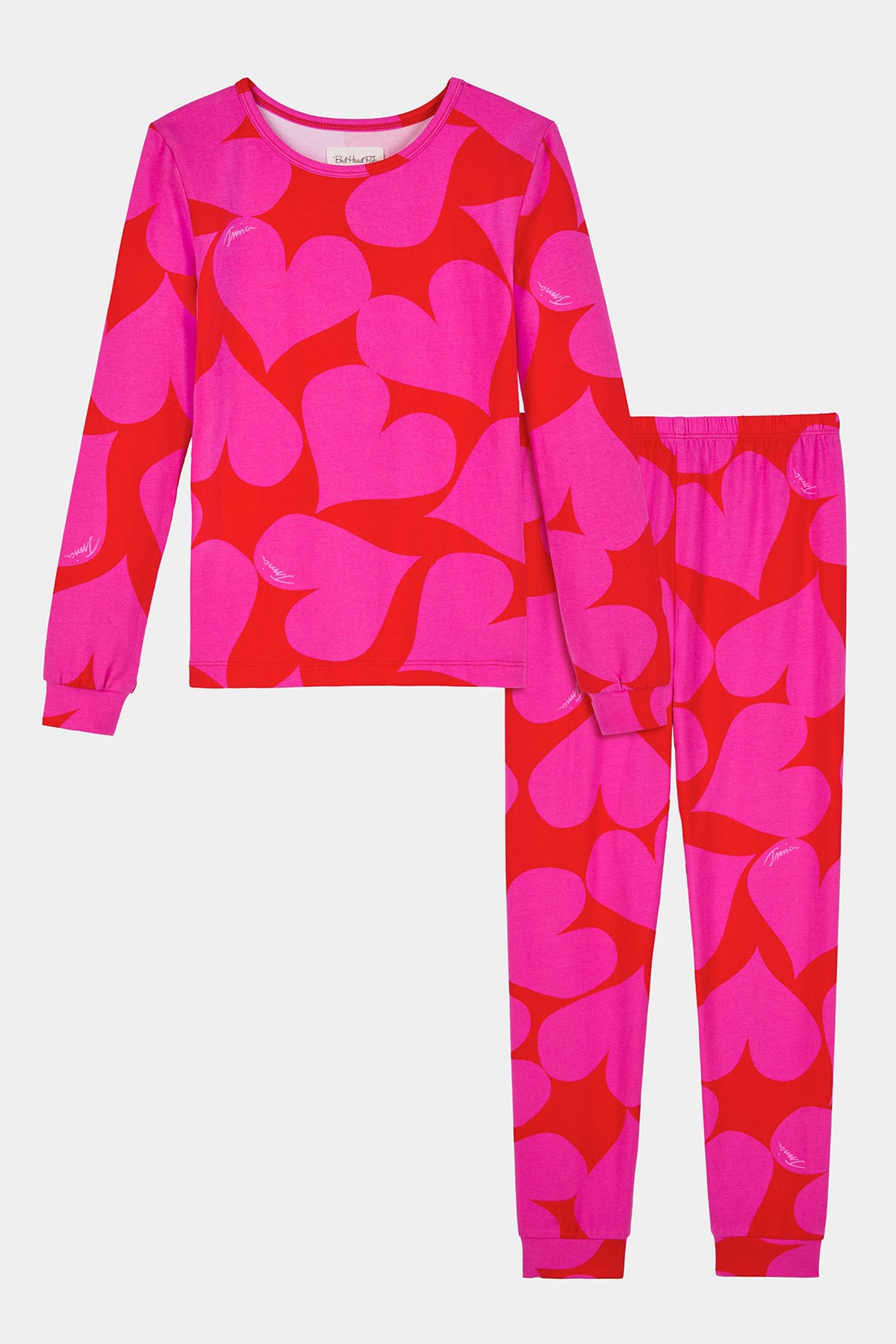 Of course! Please provide the keywords you would like me to blend into the HEARTS L/S 2PC KIDS PJ SET description.