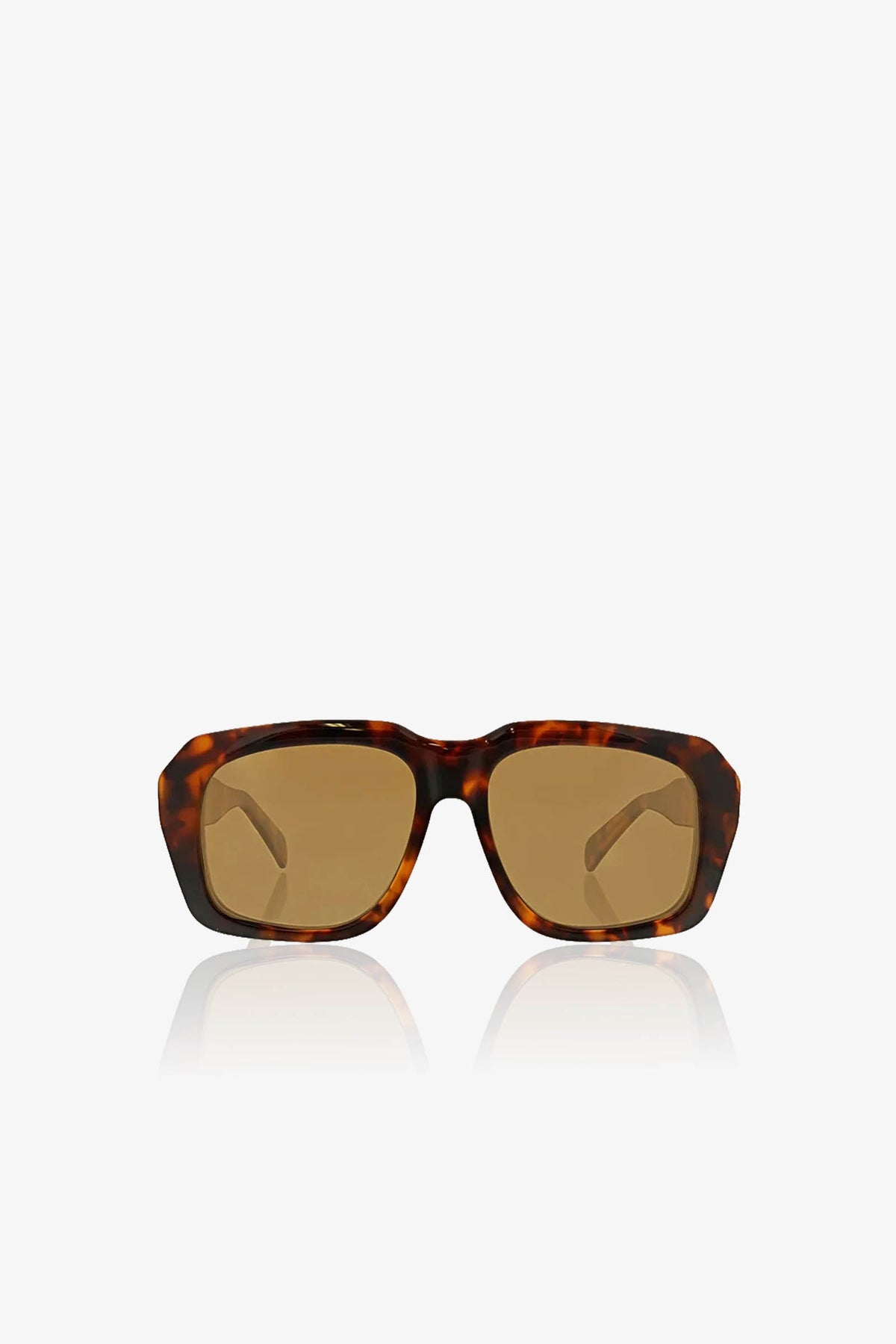 Andros Sunglass featuring rectangular tortoiseshell frames and brown lenses, displayed on a white background.