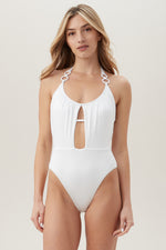MONACO SOLIDS HALTER ONE PIECE SWIMSUIT in WHITE additional image 7