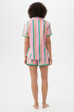 PINEAPPLE STRIPE BOXER SHORT SLEEVE PJ SET in MULTI additional image 1