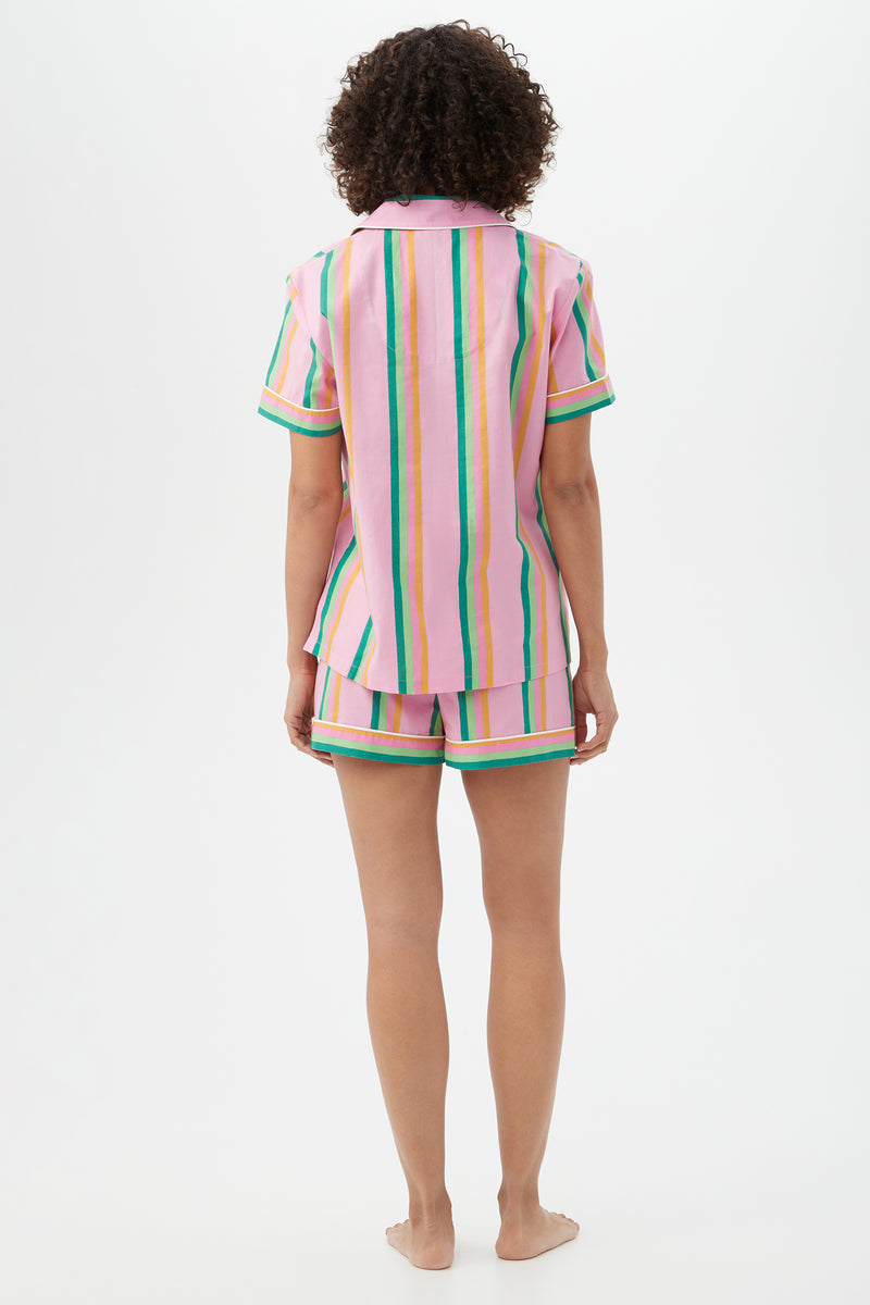 PINEAPPLE STRIPE BOXER SHORT SLEEVE PJ SET in MULTI additional image 1