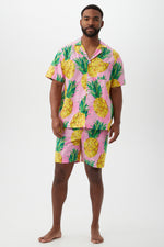 PINEAPPLE MEN'S SHORT SLEEVE SHORT COTTON PJ SET in MULTI additional image 1