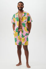 PINEAPPLE MEN'S SHORT SLEEVE SHORT COTTON PJ SET in MULTI additional image 4