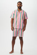 PINEAPPLE STRIPE MEN'S SHORT SLEEVE SHORT COTTON PJ SET in MULTI additional image 2