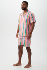 PINEAPPLE STRIPE MENS SHORT PJ SET in MULTI additional image 4