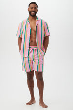 PINEAPPLE STRIPE MENS SHORT PJ SET in MULTI additional image 5