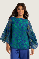 EVERLY TOP in MAJORELLE BLUE/ZELLIGE GREEN additional image 1