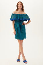 FLOWERY 2 DRESS in MAJORELLE BLUE/ZELLIGE GREEN