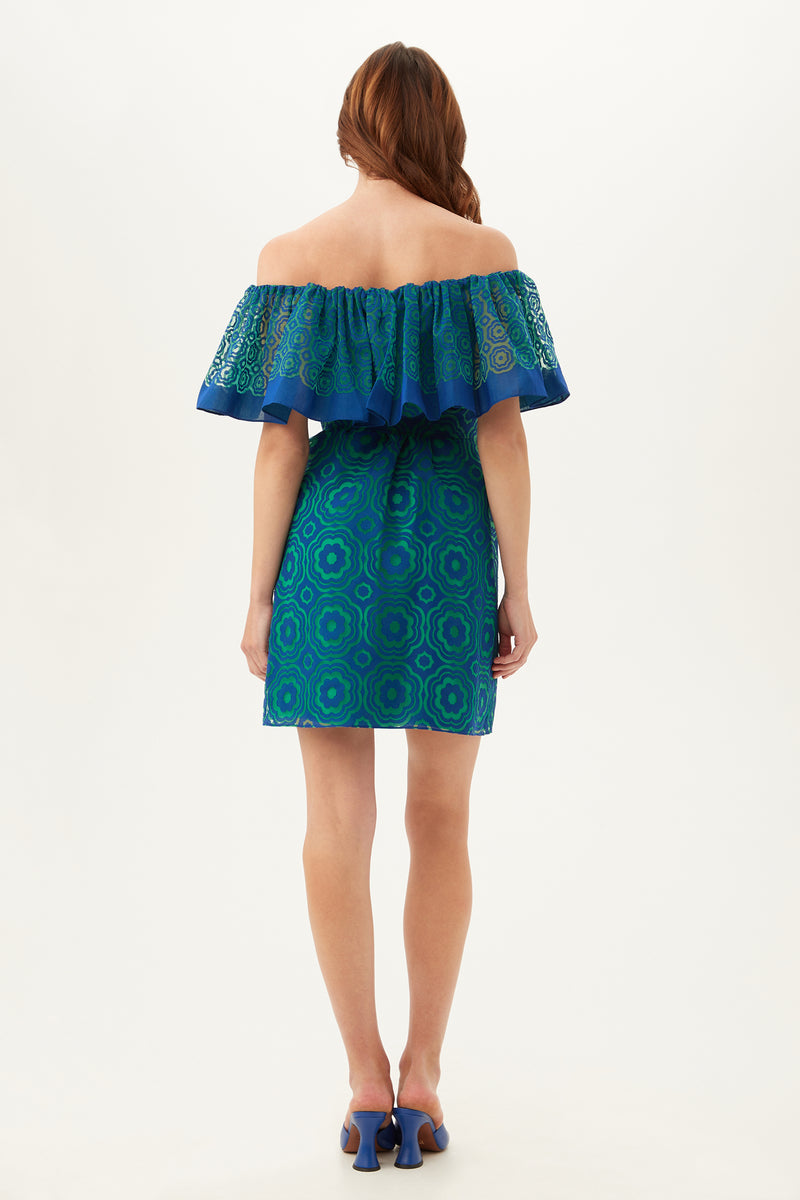 FLOWERY 2 DRESS in MAJORELLE BLUE/ZELLIGE GREEN additional image 1