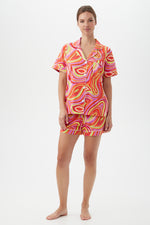 VIVACIOUS WOMEN'S SHORT SLEEVE SHORTY JERSEY PJ SET in MULTI