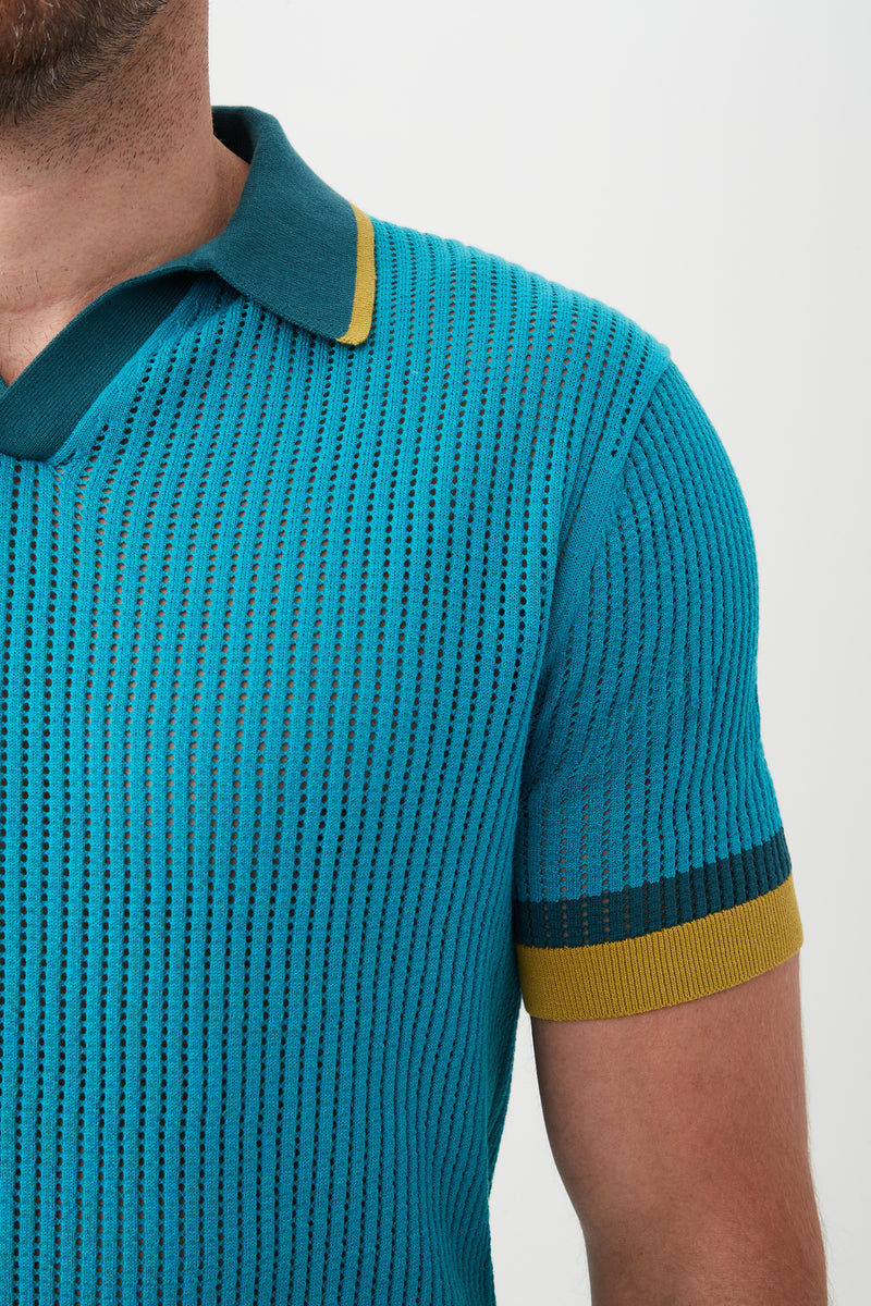 GRAMERCY SHORT SLEEVE POLO in BAHIA BLUE additional image 2