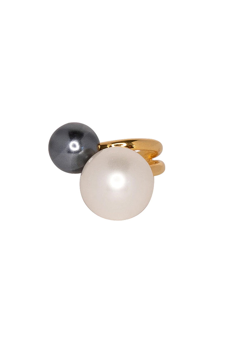 KJL WHITE & GRAY DOUBLE PEARL RING in GREY/WHITE additional image 3