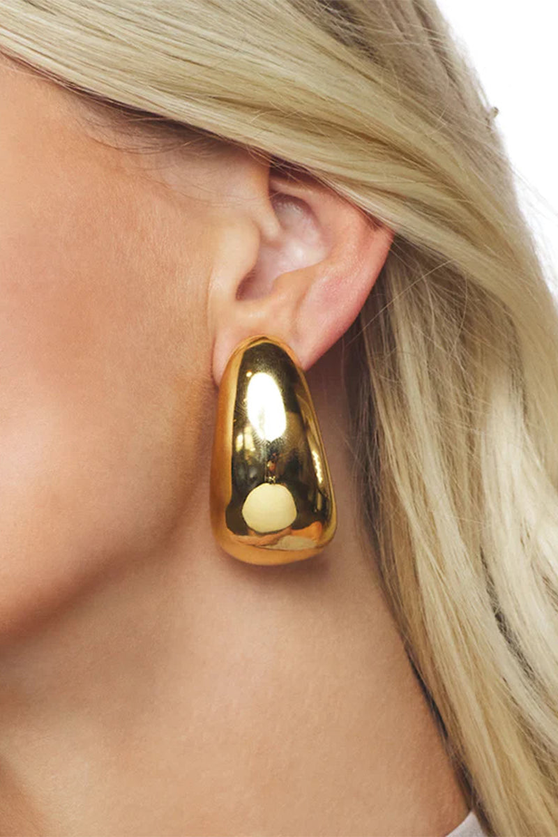 KJL GOLD LONG TAPERED HOOP EARRING in GOLD
