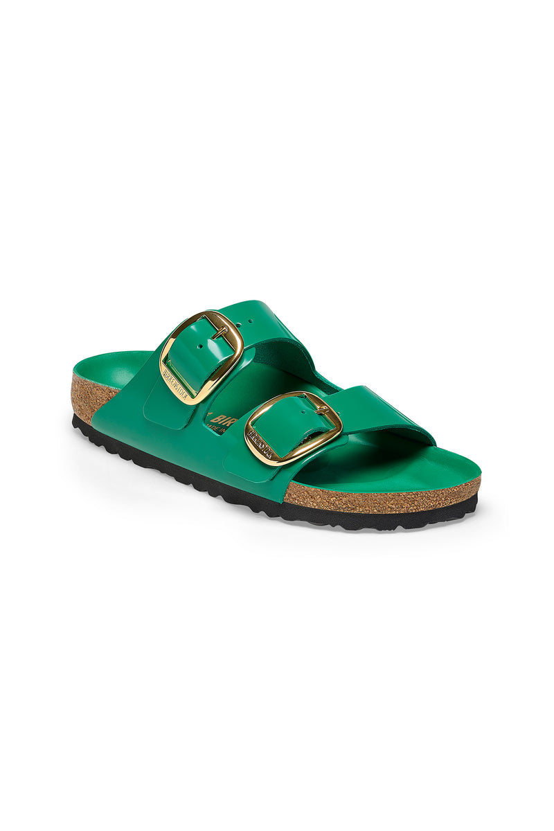 WOMEN'S ARIZONA BIG BUCKLE GREEN PATENT LEATHER SANDAL in GREEN