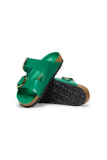 WOMEN'S ARIZONA BIG BUCKLE GREEN PATENT LEATHER SANDAL in GREEN additional image 1