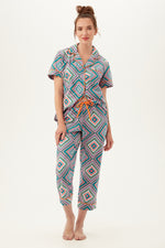 DIAMOND GEO SHORT SLEEVE CROPPED PJ SET in MULTI additional image 2