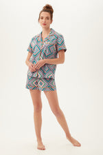 DIAMOND GEO WOMEN'S SHORT SLEEVE SHORTY JERSEY PJ SET in MULTI