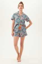 DIAMOND GEO WOMEN'S SHORT SLEEVE SHORTY JERSEY PJ SET in MULTI additional image 2