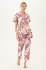 VINTAGE TULIP SHORT SLEEVE CROPPED PJ SET in MULTI