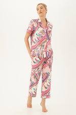 VINTAGE TULIP SHORT SLEEVE CROPPED PJ SET in MULTI additional image 3