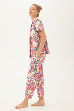 VINTAGE TULIP SHORT SLEEVE CROPPED PJ SET in MULTI additional image 2