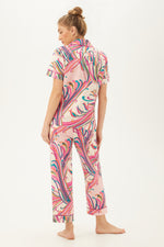 VINTAGE TULIP SHORT SLEEVE CROPPED PJ SET in MULTI additional image 1