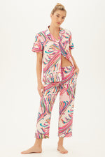 VINTAGE TULIP SHORT SLEEVE CROPPED PJ SET in MULTI additional image 4