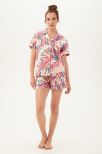 VINTAGE TULIP SHORT SLEEVE SHORTY PJ SET in MULTI