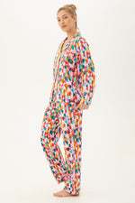 DANCING DOTS  WOMEN'S LONG SLEEVE LONG PANT JERSEY PJ SET in MULTI additional image 3