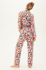 DANCING DOTS  WOMEN'S LONG SLEEVE LONG PANT JERSEY PJ SET in MULTI additional image 1