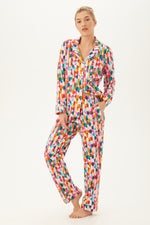 DANCING DOTS  WOMEN'S LONG SLEEVE LONG PANT JERSEY PJ SET in MULTI additional image 2