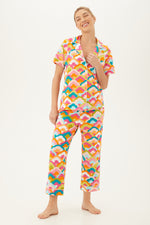 RAINBOW CLOUD SHORT SLEEVE CROPPED PJ SET in MULTI additional image 3