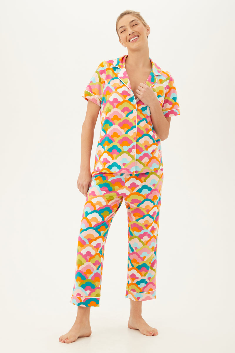 RAINBOW CLOUD SHORT SLEEVE CROPPED PJ SET in MULTI additional image 3