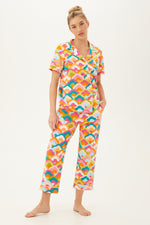 RAINBOW CLOUD SHORT SLEEVE CROPPED PJ SET in MULTI additional image 2
