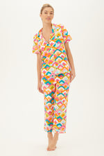 RAINBOW CLOUD SHORT SLEEVE CROPPED PJ SET in MULTI
