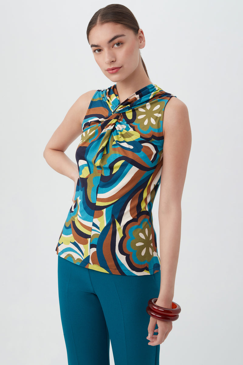 CONEY ISLAND TOP in TRIBECA TEAL MULTI