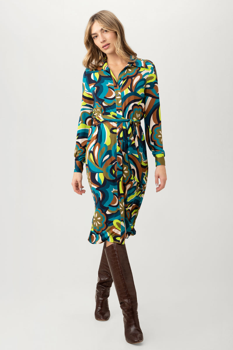 RADIO CITY DRESS in TRIBECA TEAL MULTI