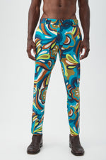 CLYDE SLIM TROUSER in TRIBECA TEAL MULTI