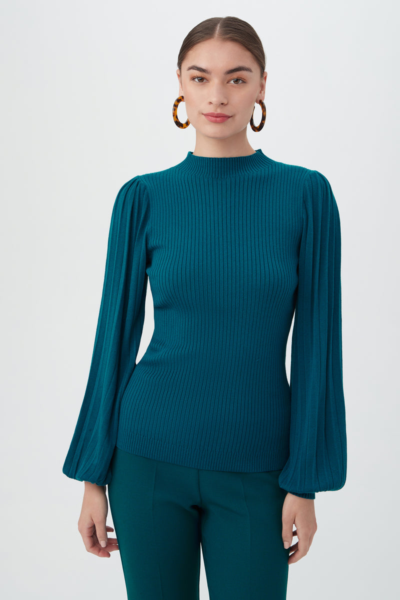 GLOSSY SWEATER in BETHESDA BLUE