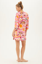 LOTUS 3/4-SLEEVE JERSEY CAFTAN SLEEPSHIRT in MULTI additional image 1