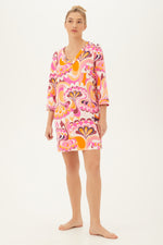 LOTUS 3/4-SLEEVE JERSEY CAFTAN SLEEPSHIRT in MULTI additional image 2