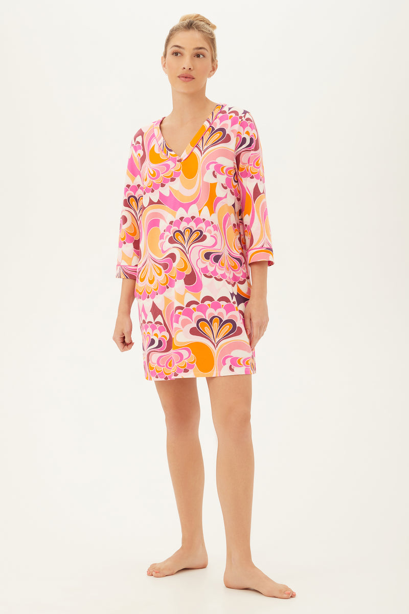 LOTUS 3/4-SLEEVE JERSEY CAFTAN SLEEPSHIRT in MULTI additional image 2