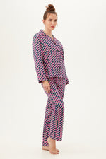 LATTICE GEO WOMEN'S LONG SLEEVE LONG PANT COTTON PJ SET in MULTI additional image 2